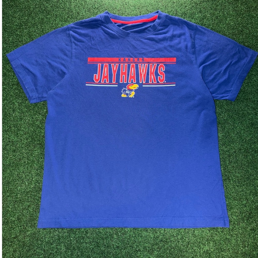Colosseum Kansas Jayhawks T-Shirt Mens Large Blue KU NCAA Short Sleeve Tee